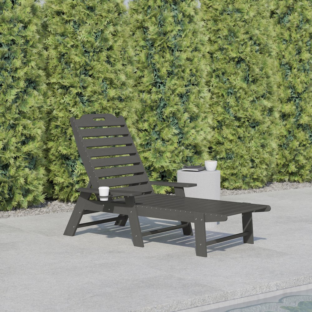 Commercial Adjustable Adirondack Lounger with Cupholder. Picture 2