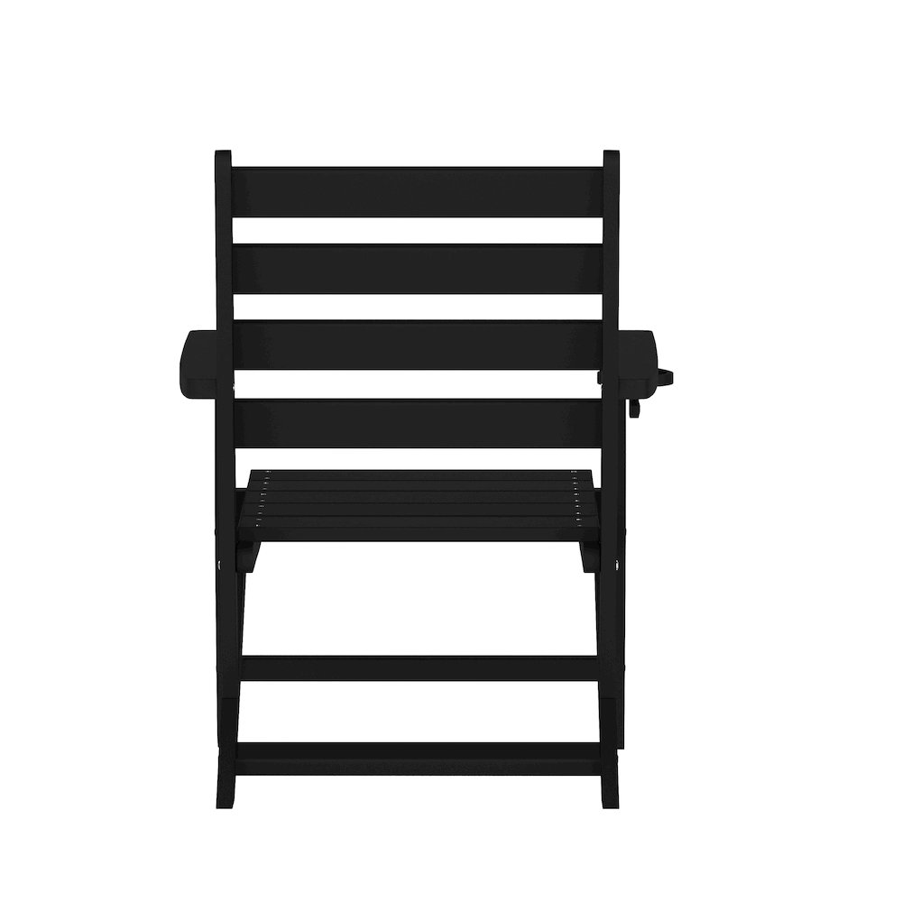 Contemporary Commercial Grade Adirondack Dining Chair with Cupholder, Black. Picture 8
