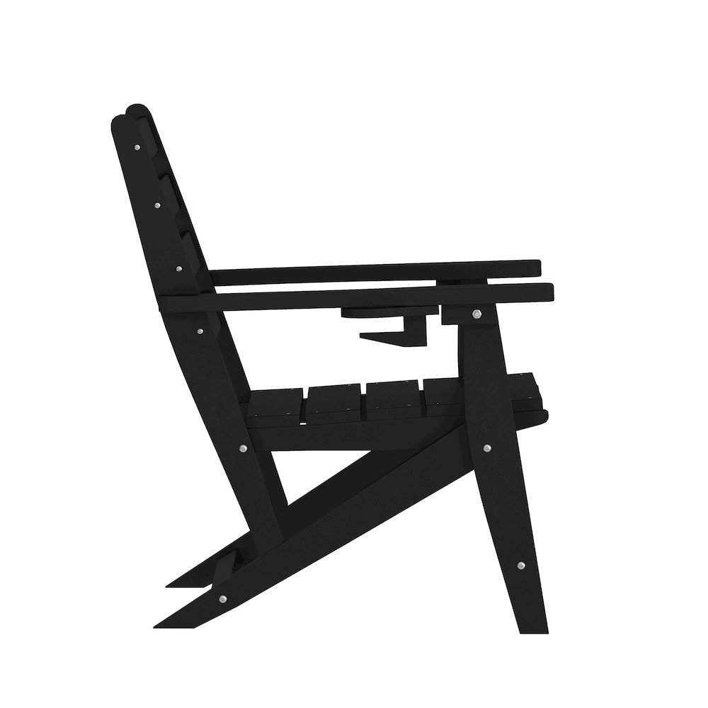 Contemporary Commercial Grade Adirondack Dining Chair with Cupholder, Black. Picture 10