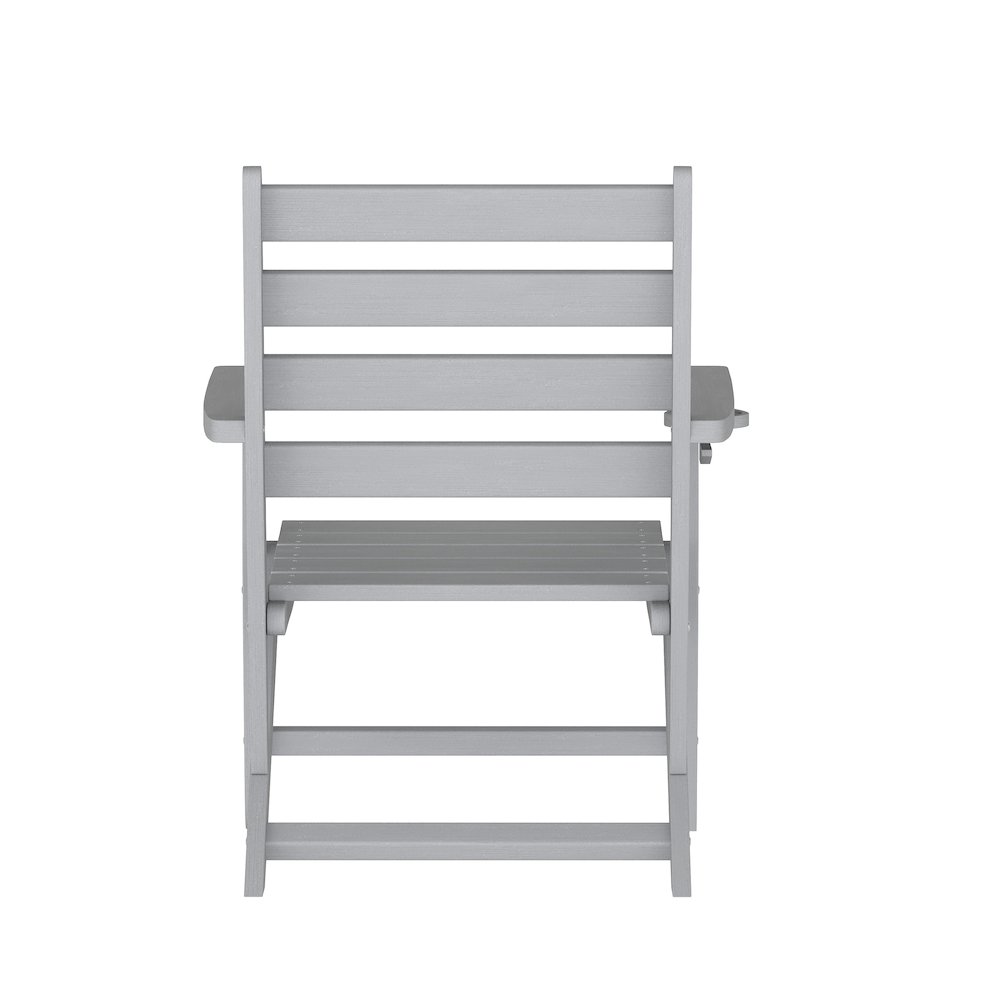 Contemporary Commercial Grade Adirondack Dining Chair with Cupholder, Gray. Picture 8