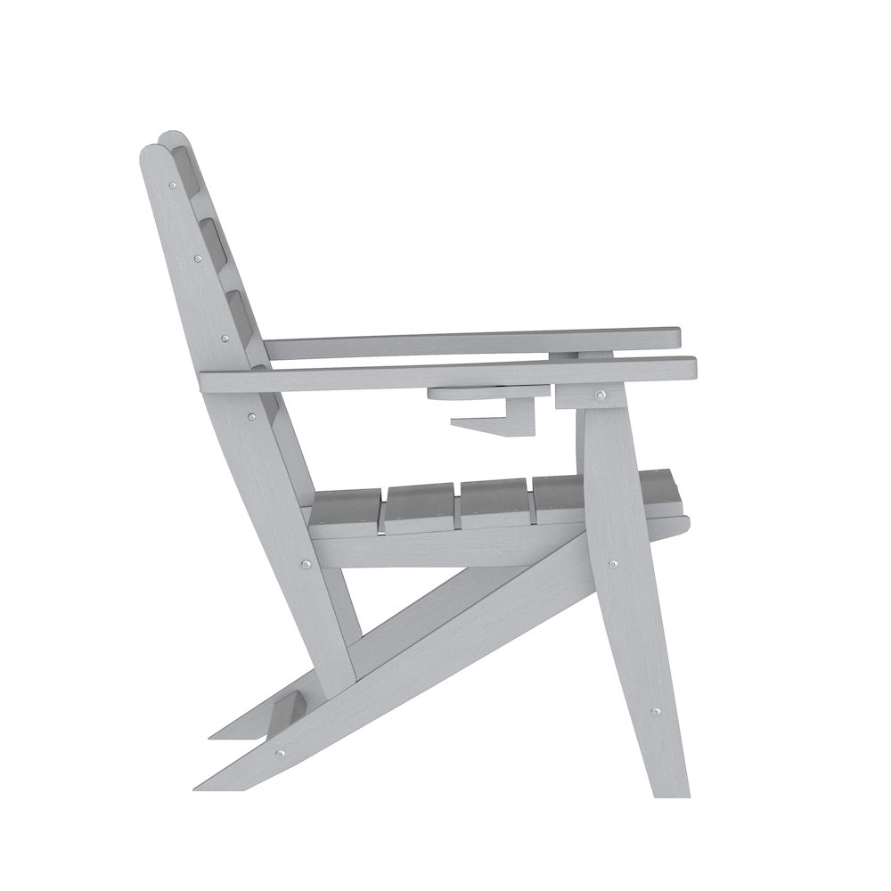 Contemporary Commercial Grade Adirondack Dining Chair with Cupholder, Gray. Picture 10