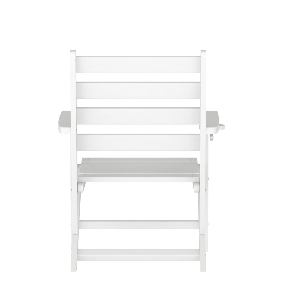 Contemporary Commercial Grade Adirondack Dining Chair with Cupholder, White. Picture 8