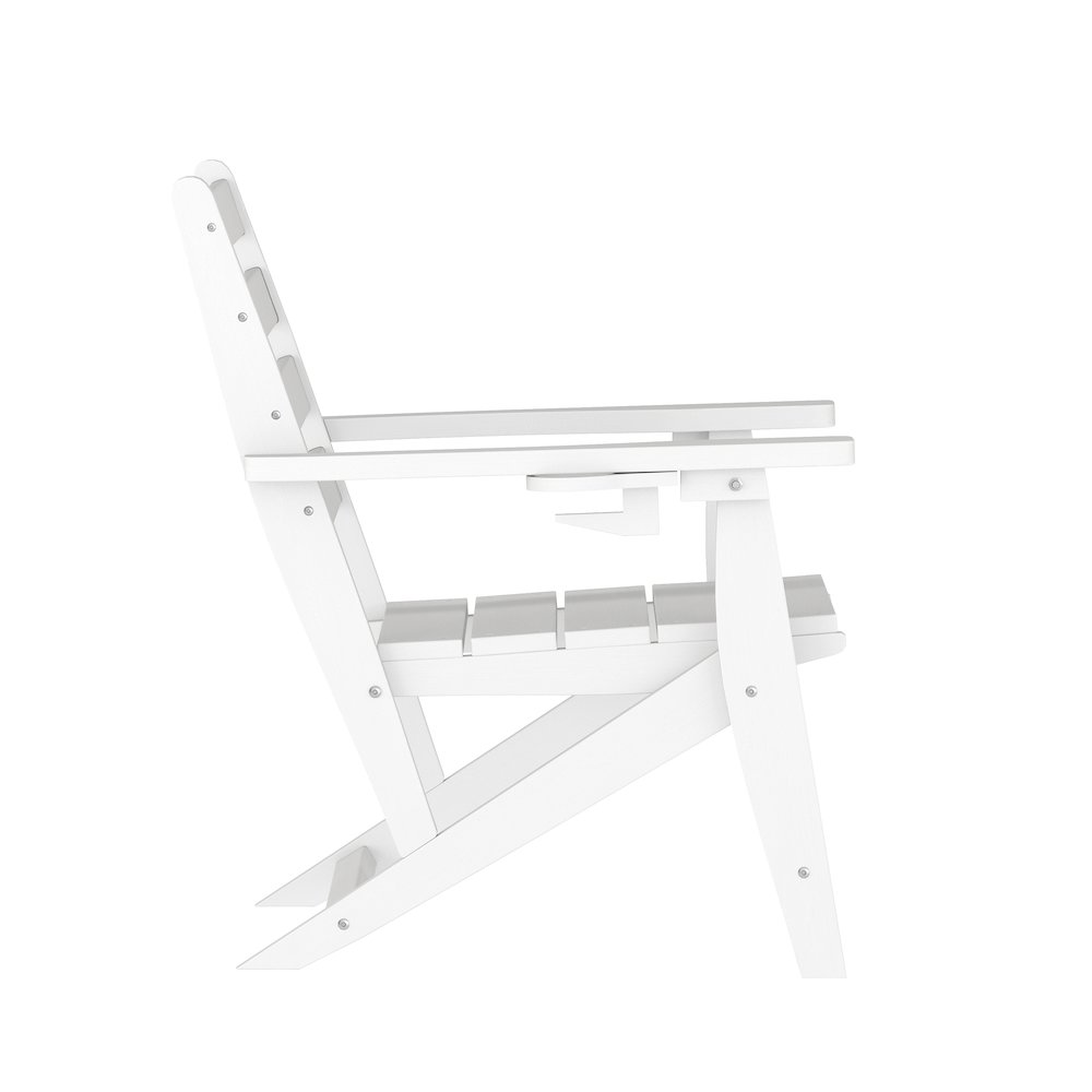Contemporary Commercial Grade Adirondack Dining Chair with Cupholder, White. Picture 10