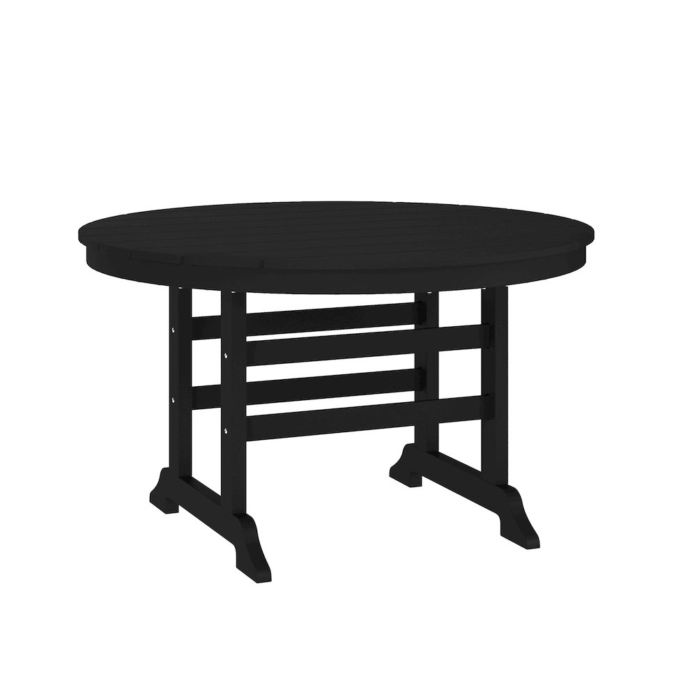Colonel 48" Round Recycled HDPE Adirondack Dining Table for 4 in Black. Picture 1
