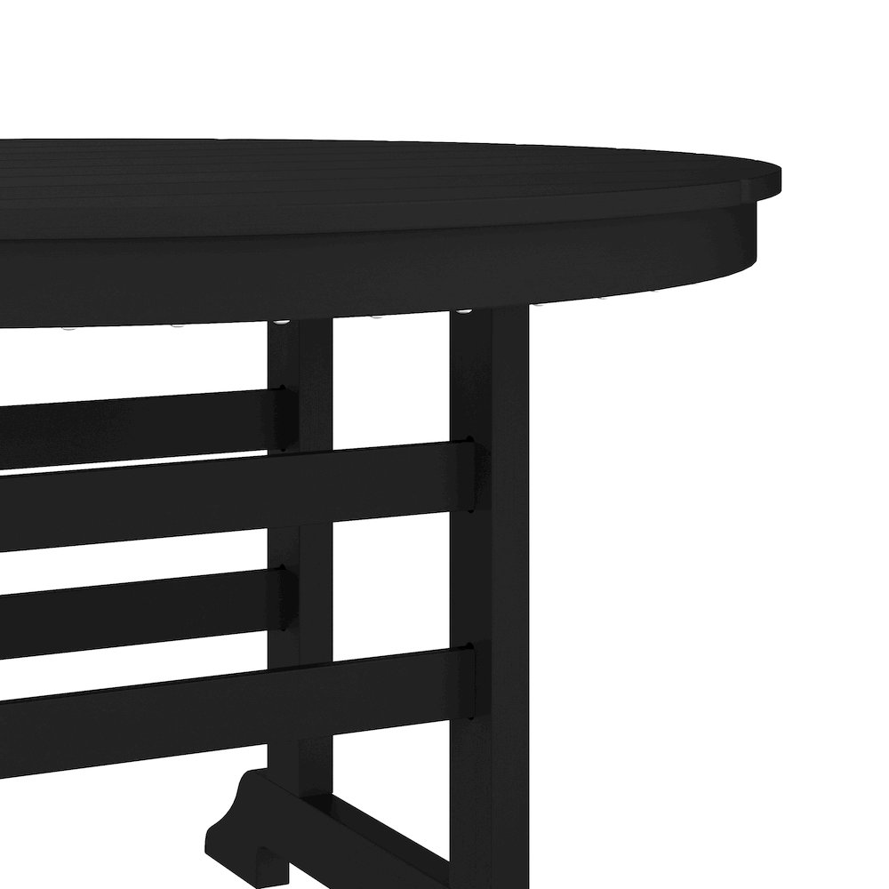 Colonel 48" Round Recycled HDPE Adirondack Dining Table for 4 in Black. Picture 6