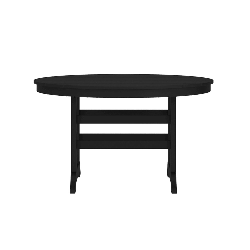 Colonel 48" Round Recycled HDPE Adirondack Dining Table for 4 in Black. Picture 8