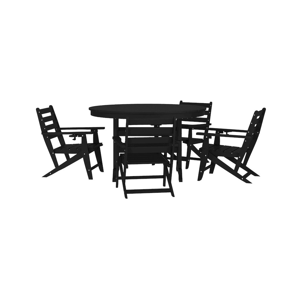 Contemporary 5 Piece Commercial Grade Adirondack Dining Set, Black. Picture 1