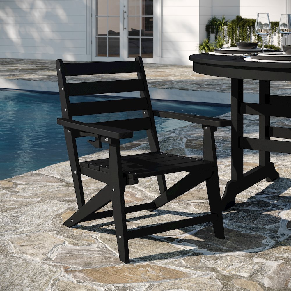 Contemporary 5 Piece Commercial Grade Adirondack Dining Set, Black. Picture 7