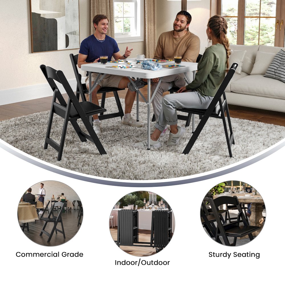 Folding Chair - Black Resin - 2 Pack 800LB Weight Capacity. Picture 6