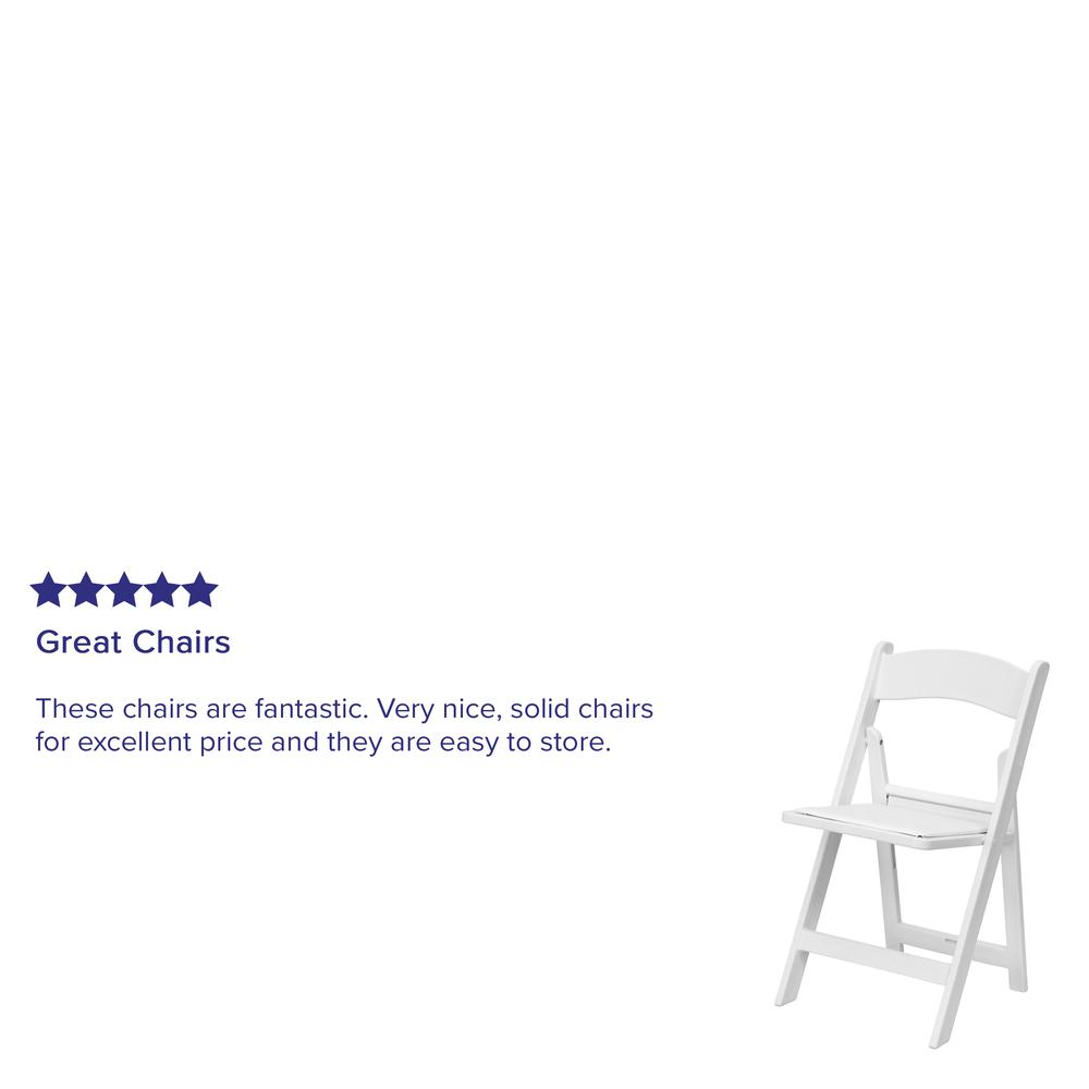 Kids White Resin Folding Chair with White Vinyl Padded Seat. Picture 18