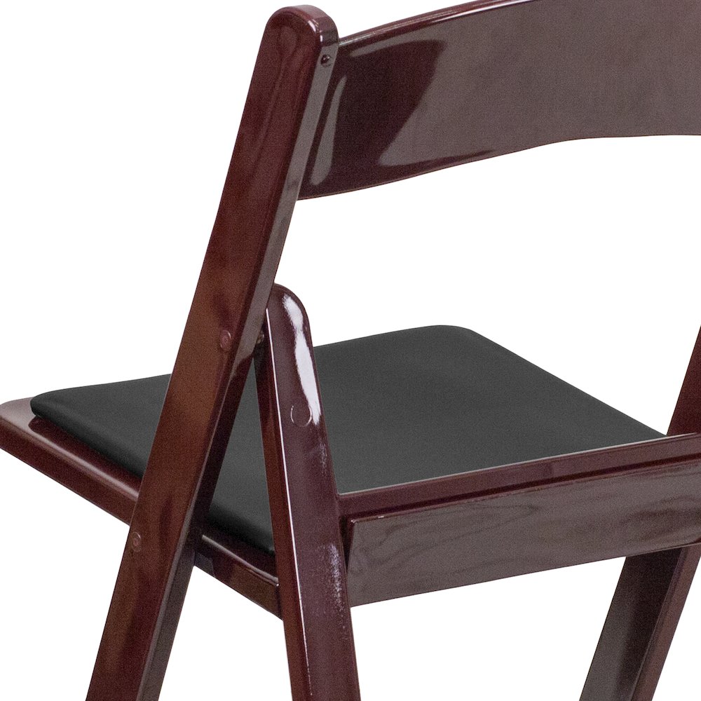 2 Pack HERCULES Series 1000 lb. Capacity Red Mahogany Resin Folding Chair with Black Vinyl Padded Seat. Picture 14