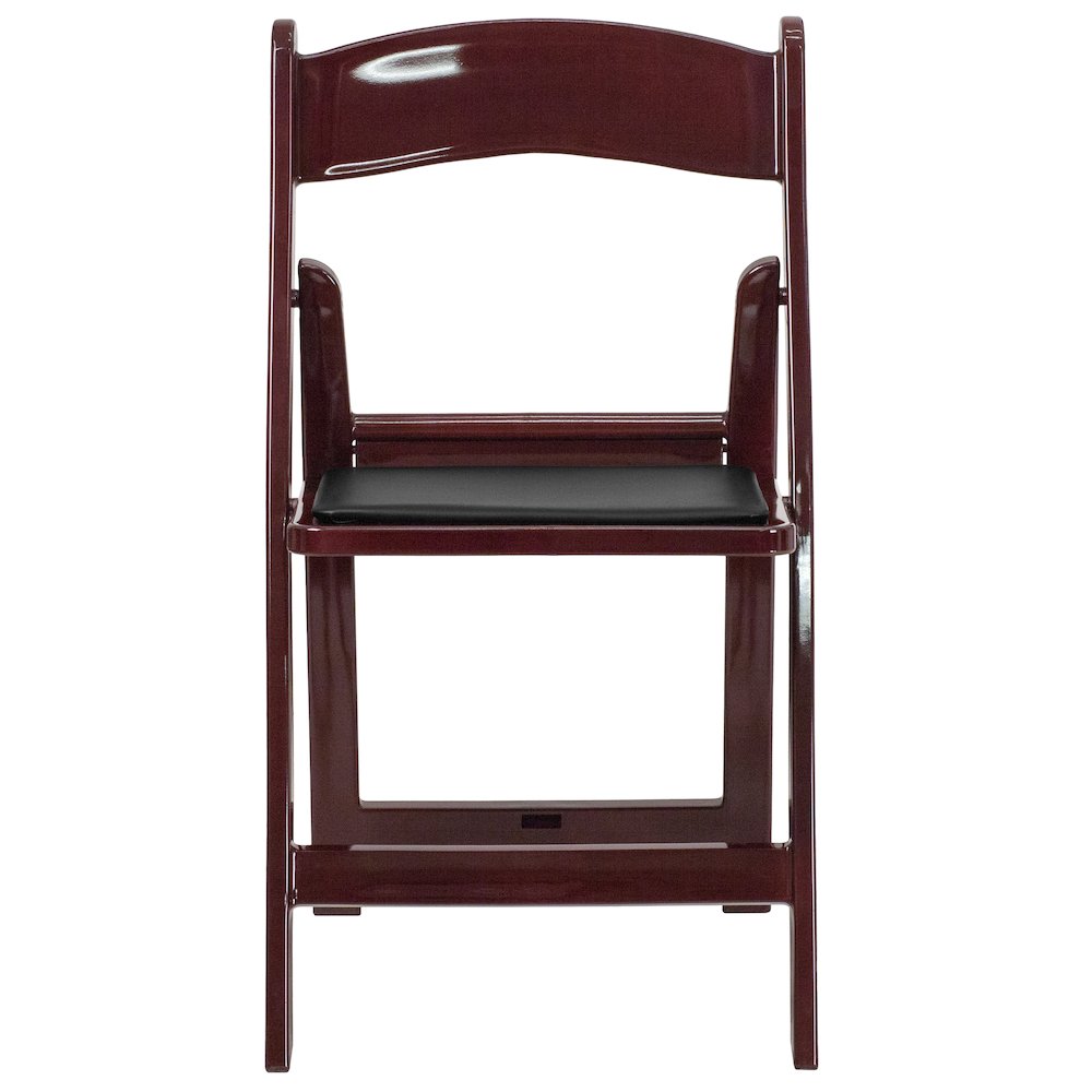 2 Pack HERCULES Series 1000 lb. Capacity Red Mahogany Resin Folding Chair with Black Vinyl Padded Seat. Picture 16