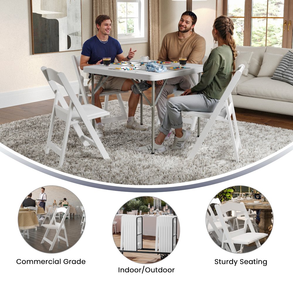 Folding Chair - White Resin - 2 Pack 800LB Weight Capacity. Picture 6