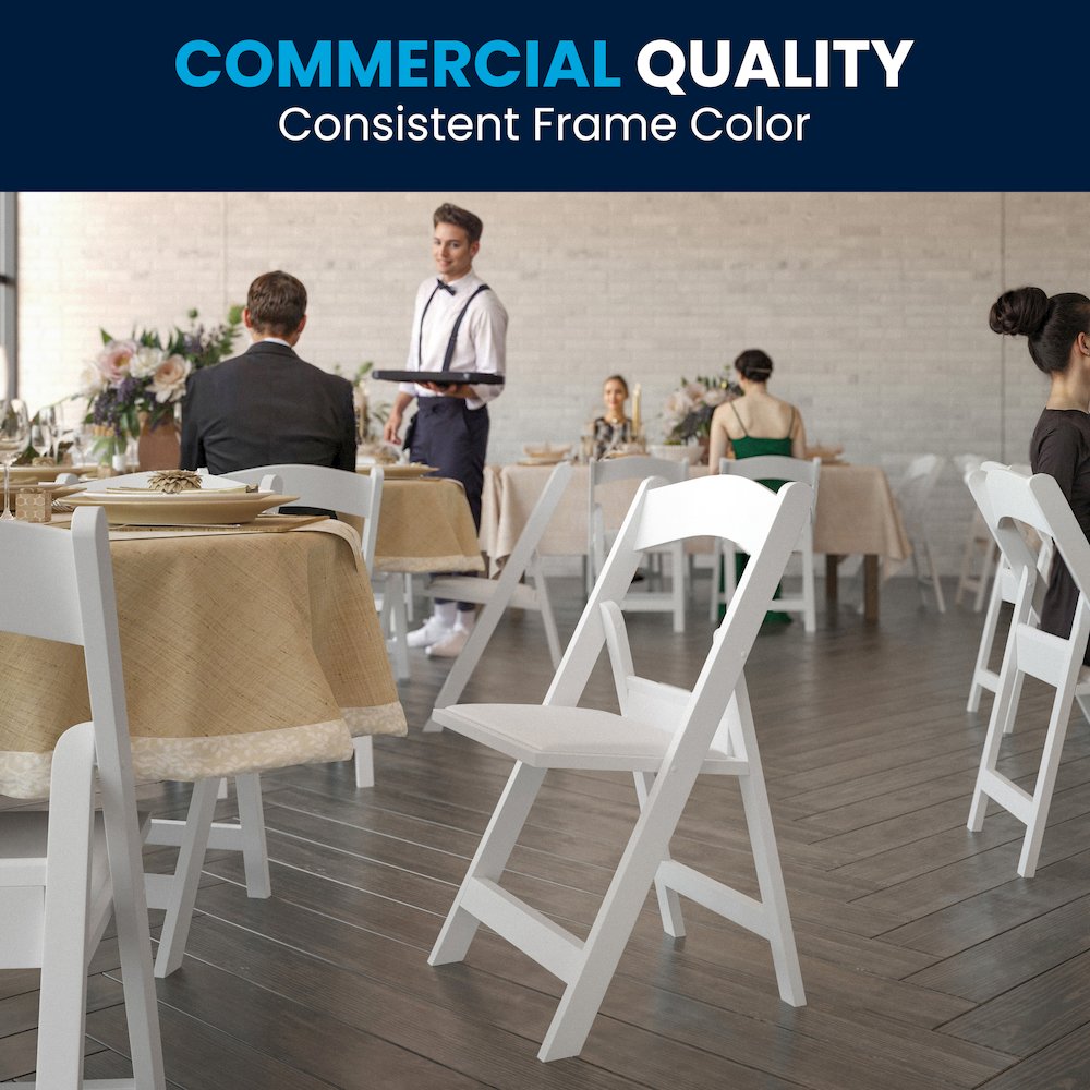 Folding Chair - White Resin - 2 Pack 800LB Weight Capacity. Picture 2