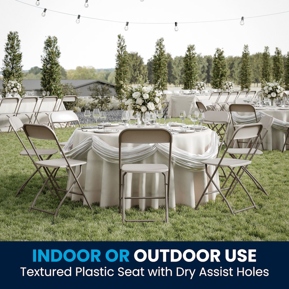 Plastic Folding Chair Beige - 2 Pack 650LB Weight Capacity. Picture 3