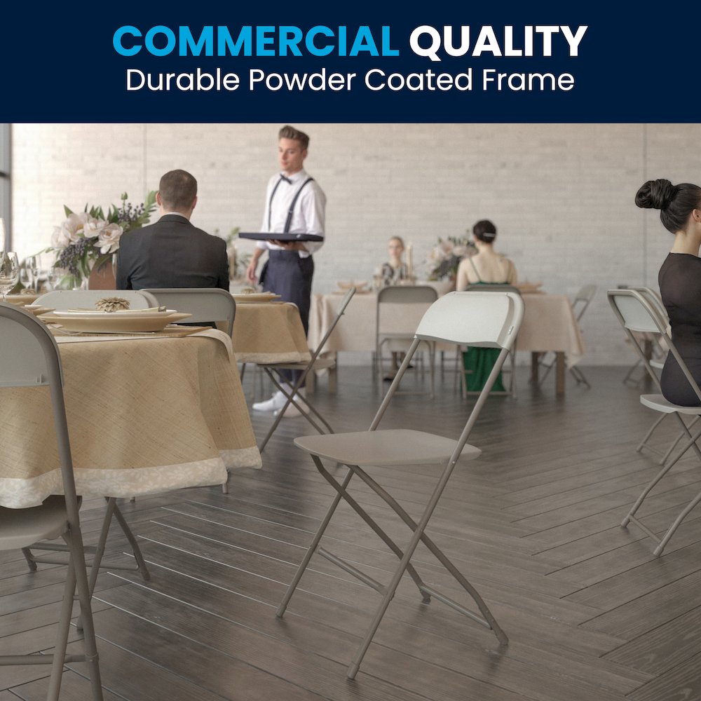 Plastic Folding Chair Beige - 2 Pack 650LB Weight Capacity. Picture 2