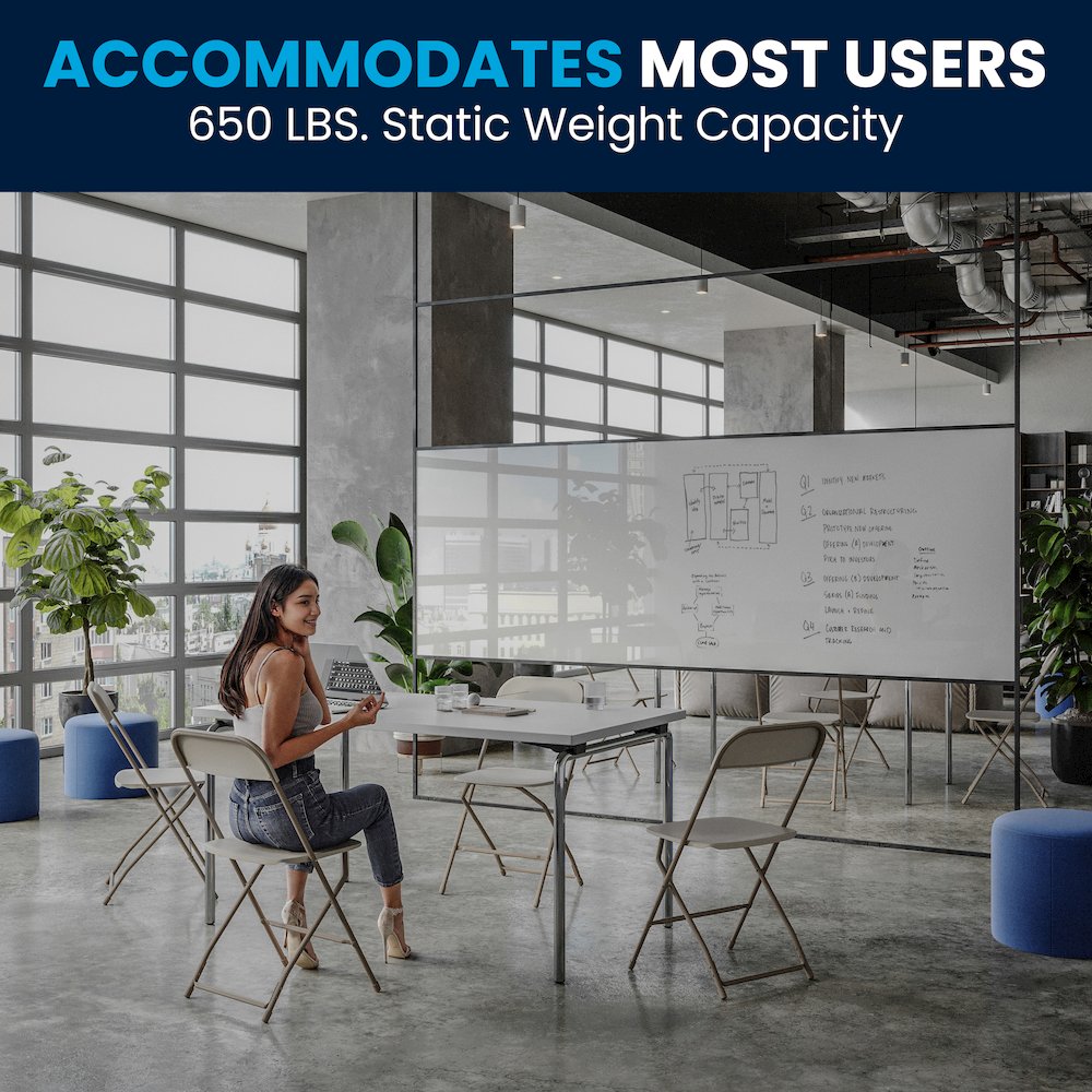 Plastic Folding Chair Beige - 2 Pack 650LB Weight Capacity. Picture 11