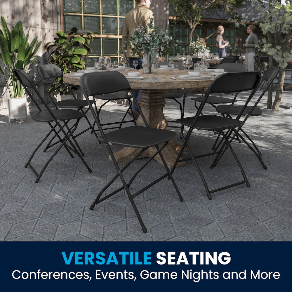 Plastic Folding Chair Black - 2 Pack 650LB Weight Capacity. Picture 10