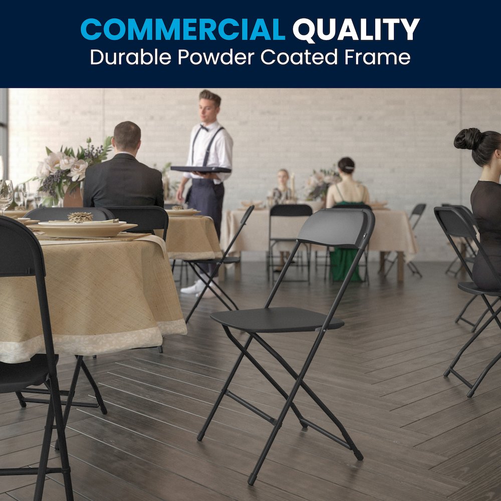 Plastic Folding Chair Black - 2 Pack 650LB Weight Capacity. Picture 2