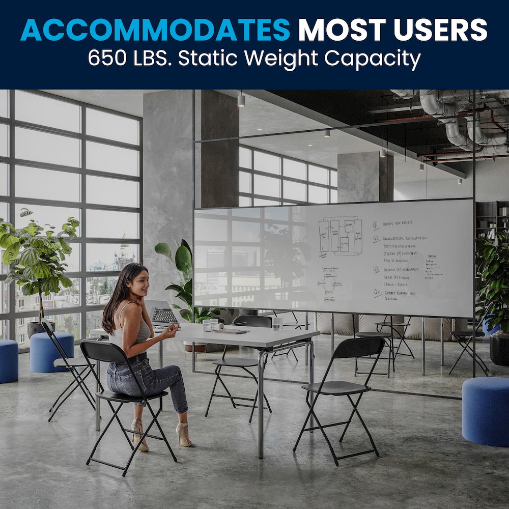 Plastic Folding Chair Black - 2 Pack 650LB Weight Capacity. Picture 11