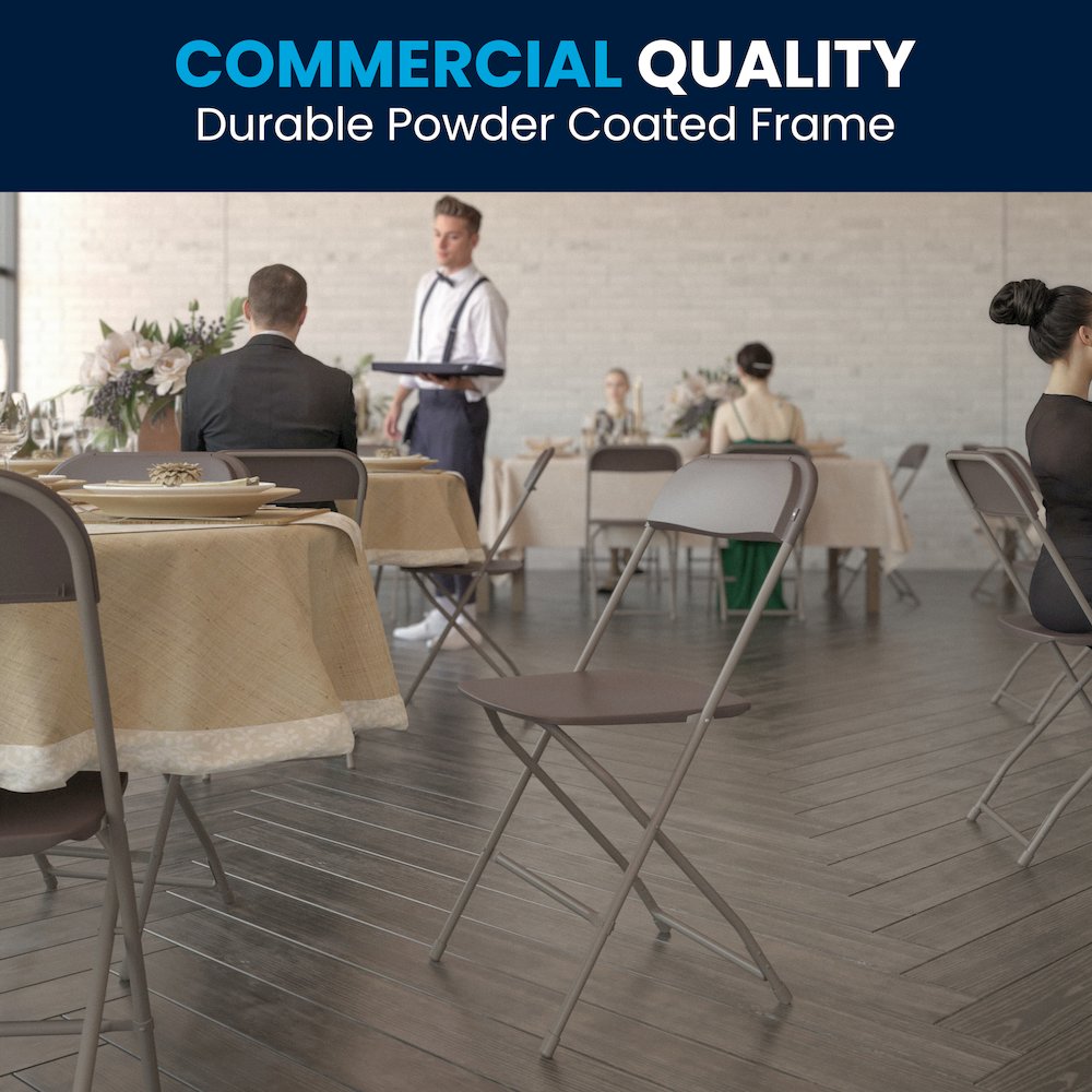 Plastic Folding Chair Brown - 2 Pack 650LB Weight Capacity. Picture 2