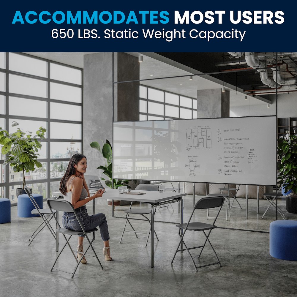 Plastic Folding Chair Grey - 2 Pack 650LB Weight Capacity. Picture 11