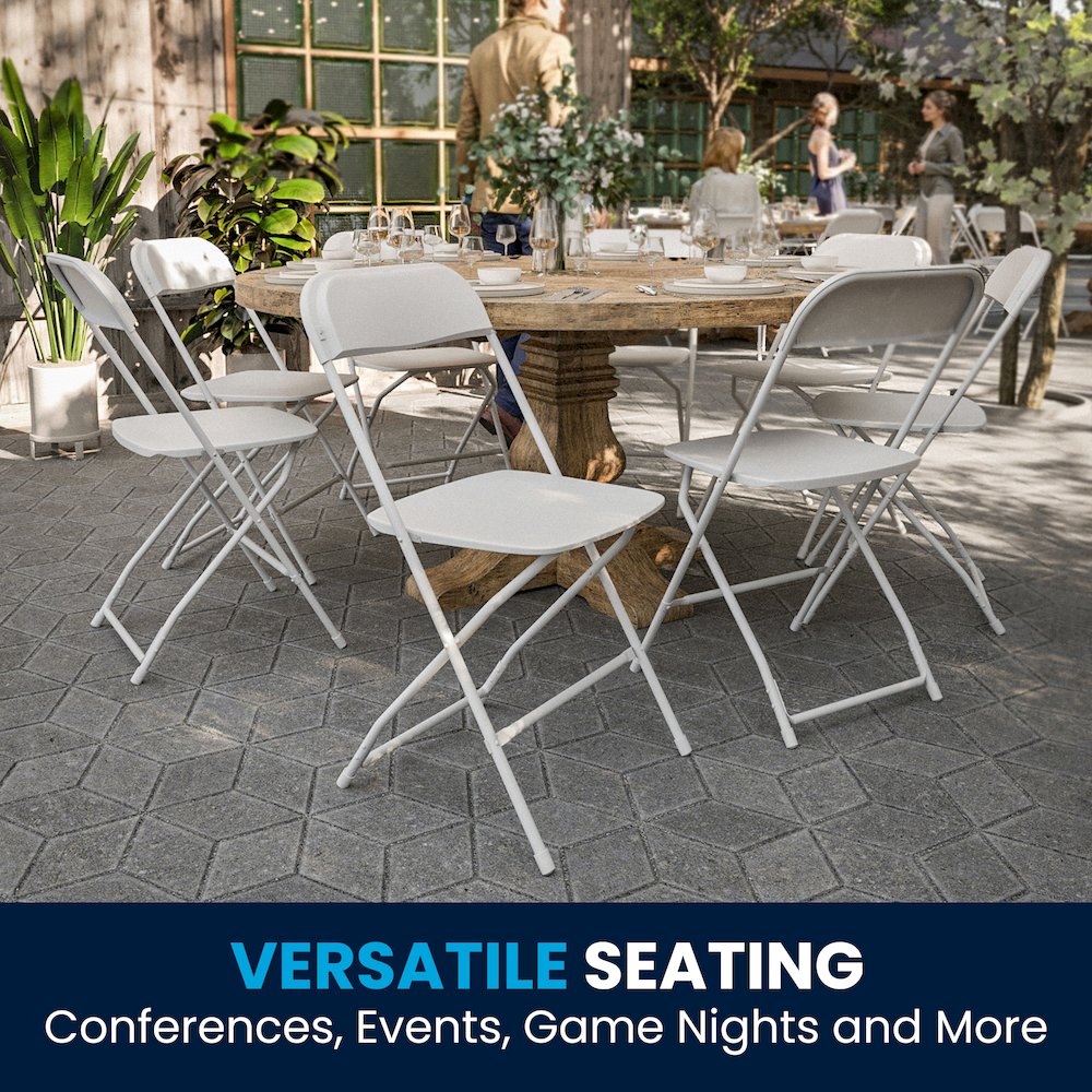 Plastic Folding Chair White - 2 Pack 650LB Weight Capacity. Picture 10