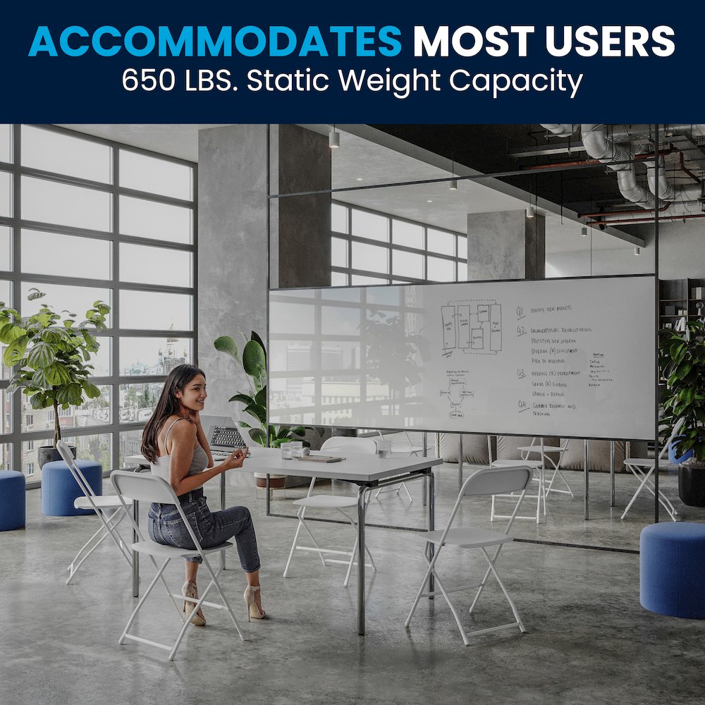 Plastic Folding Chair White - 2 Pack 650LB Weight Capacity. Picture 11