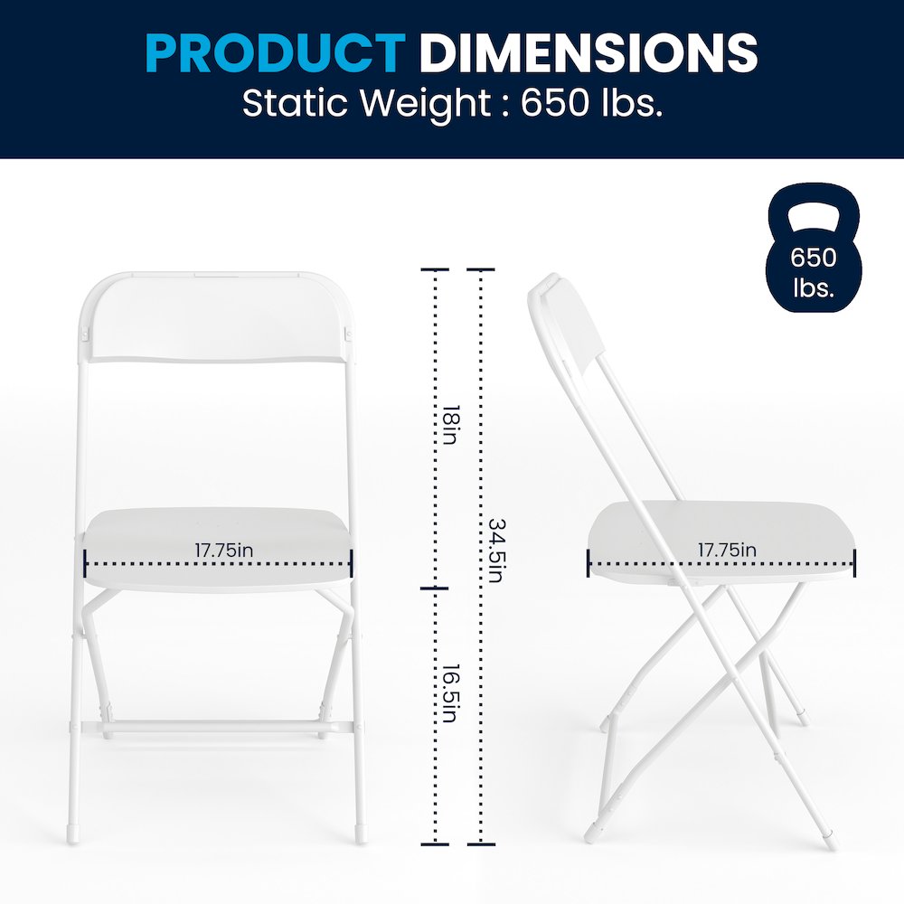 Multi-Use Versatile Commercial Big and Tall Folding Plastic Chairs - Set of 4. Picture 8