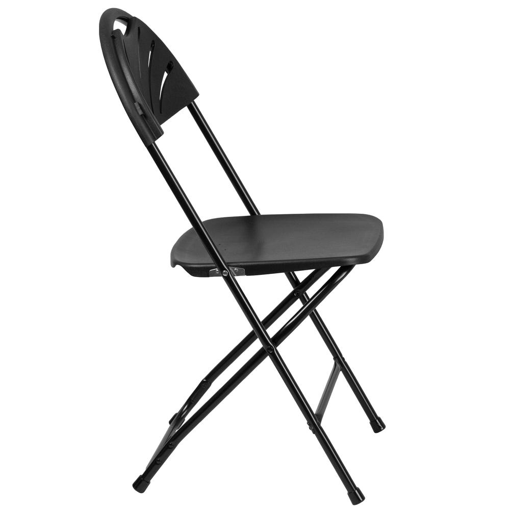 650 lb. Capacity Black Plastic Fan Back Folding Chair. Picture 12