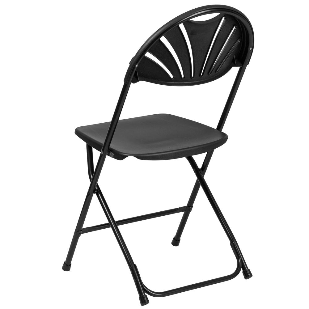 650 lb. Capacity Black Plastic Fan Back Folding Chair. Picture 13