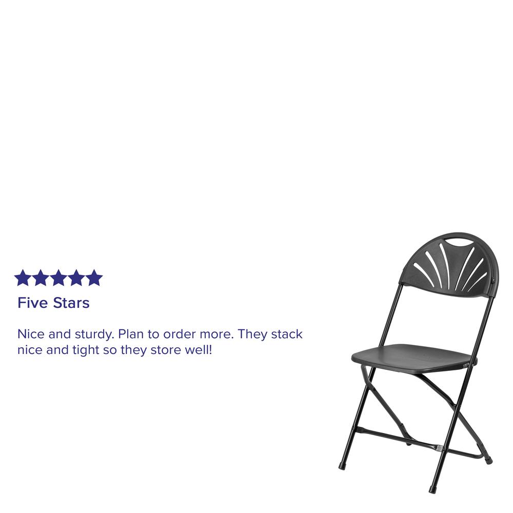 650 lb. Capacity Black Plastic Fan Back Folding Chair. Picture 19