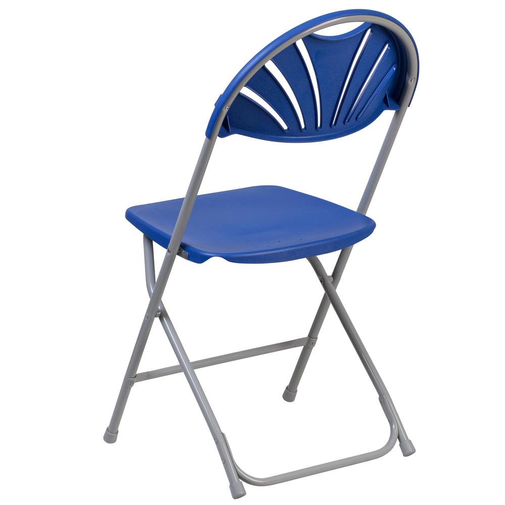 650 lb. Capacity Blue Plastic Fan Back Folding Chair. Picture 13