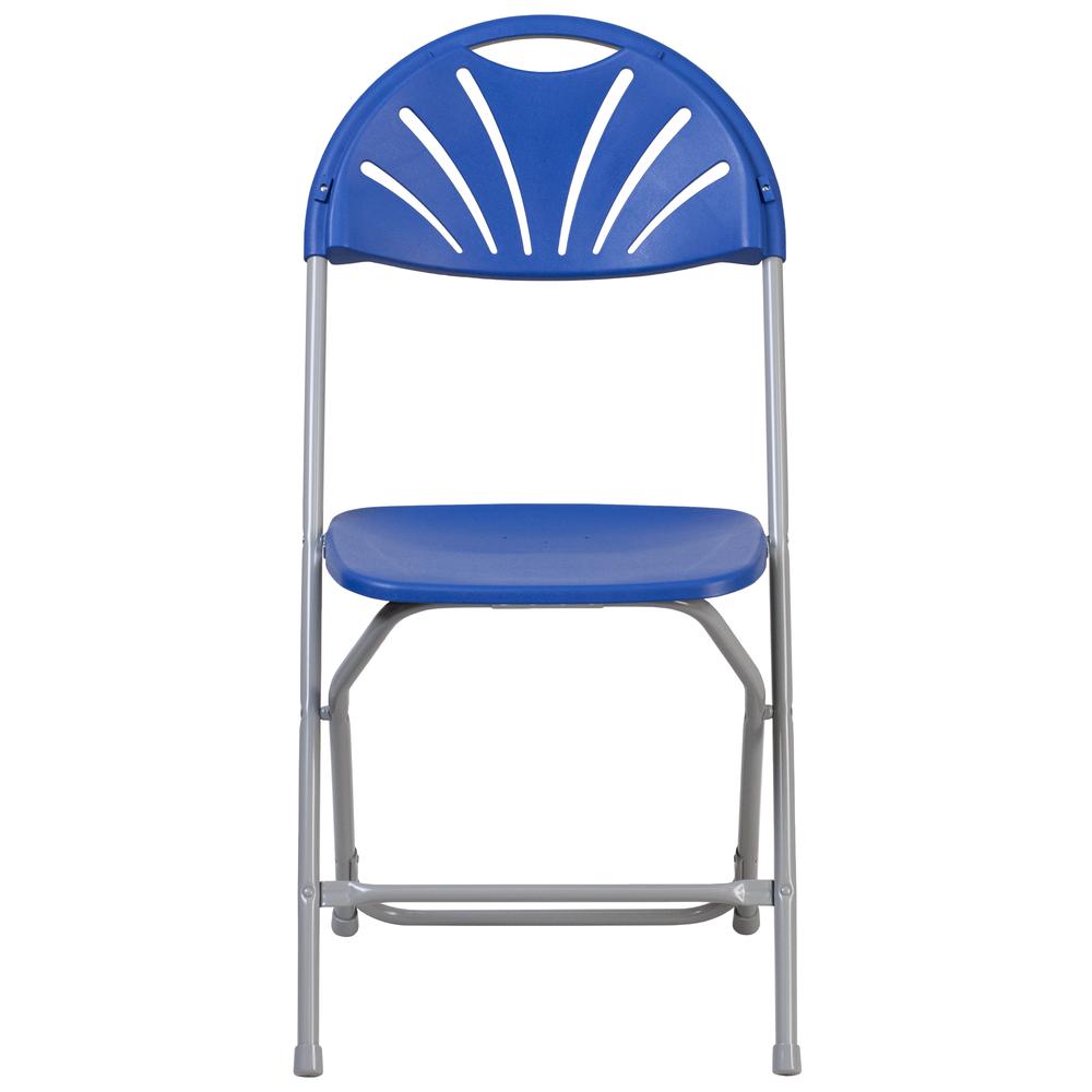 650 lb. Capacity Blue Plastic Fan Back Folding Chair. Picture 14