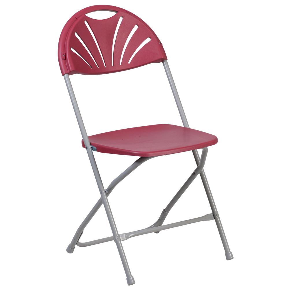 HERCULES Series 650 lb. Capacity Burgundy Plastic Fan Back Folding Chair. Picture 1