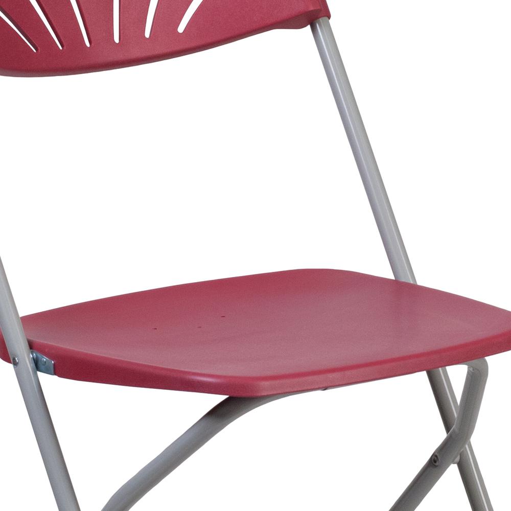 650 lb. Capacity Burgundy Plastic Fan Back Folding Chair. Picture 16