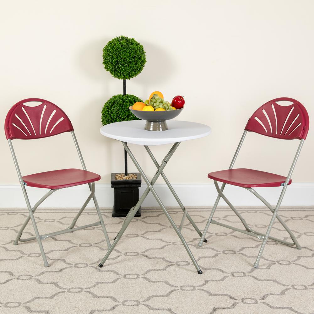 HERCULES Series 650 lb. Capacity Burgundy Plastic Fan Back Folding Chair. Picture 2