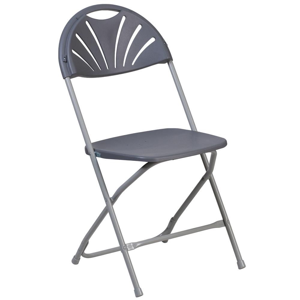 650 lb. Capacity Charcoal Plastic Fan Back Folding Chair. Picture 10