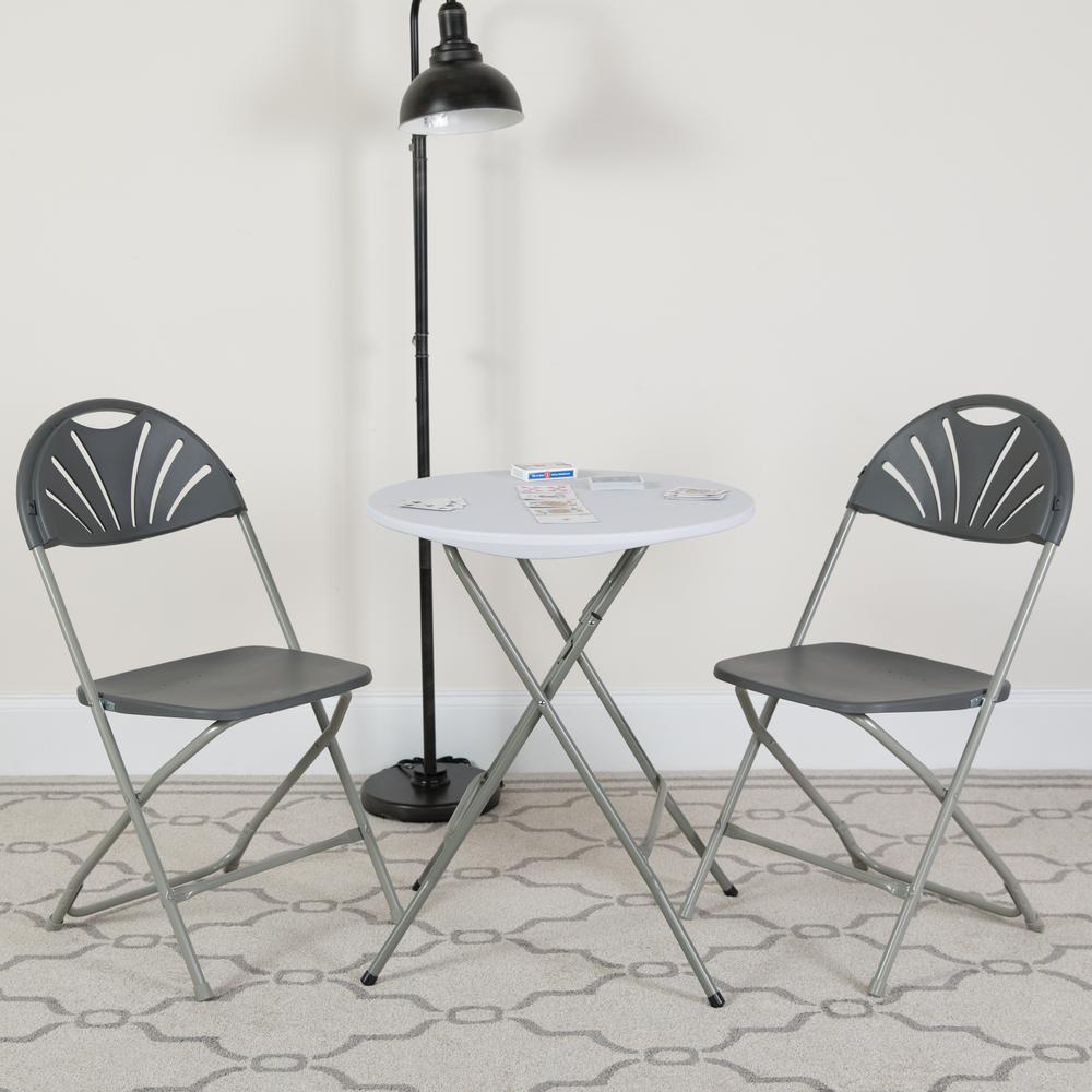 650 lb. Capacity Charcoal Plastic Fan Back Folding Chair. Picture 18