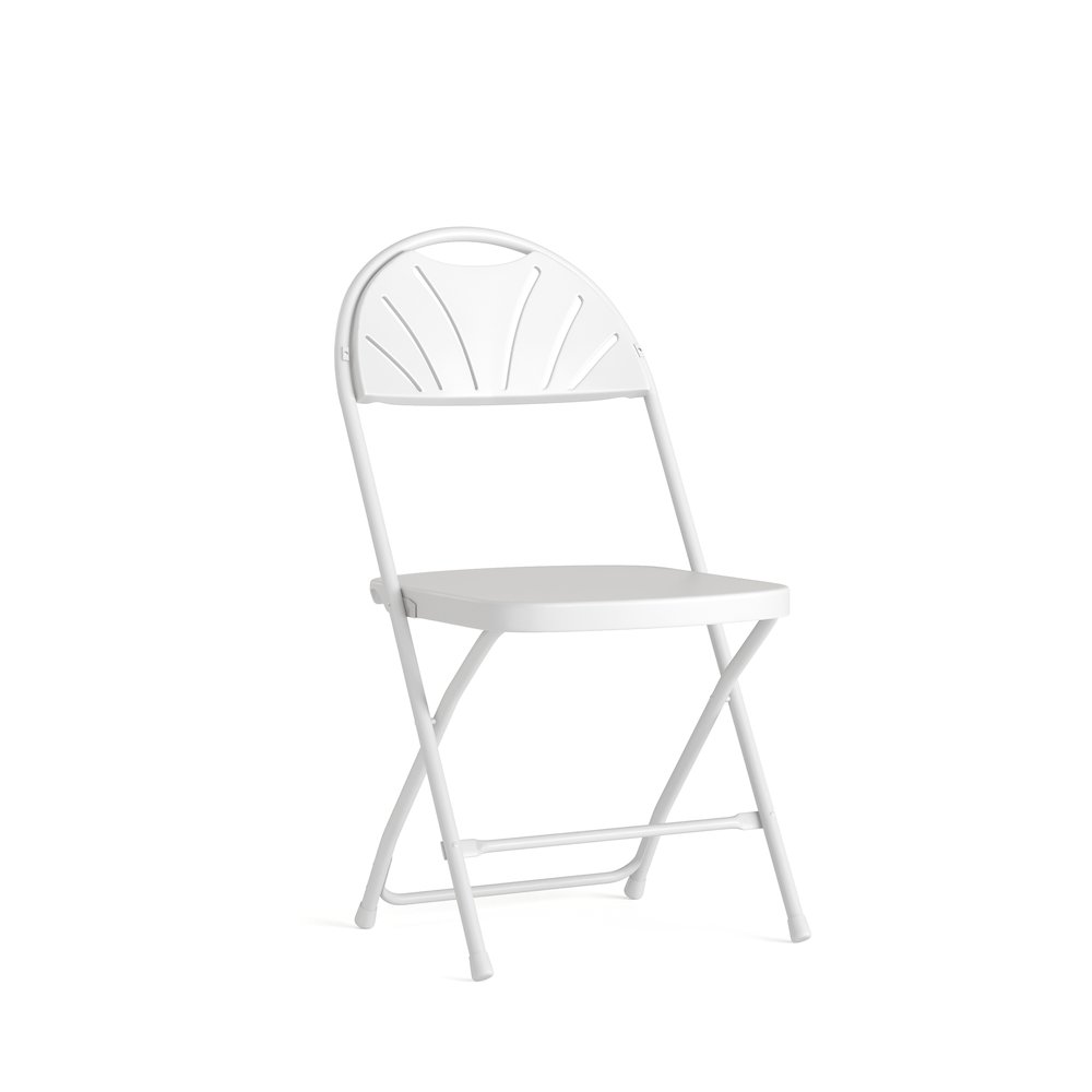 650 lb. Capacity White Plastic Fan Back Folding Chair. Picture 11