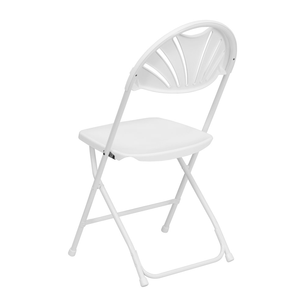 2 Pack 650 lb. Capacity White Plastic Fan Back Folding Chair. Picture 12