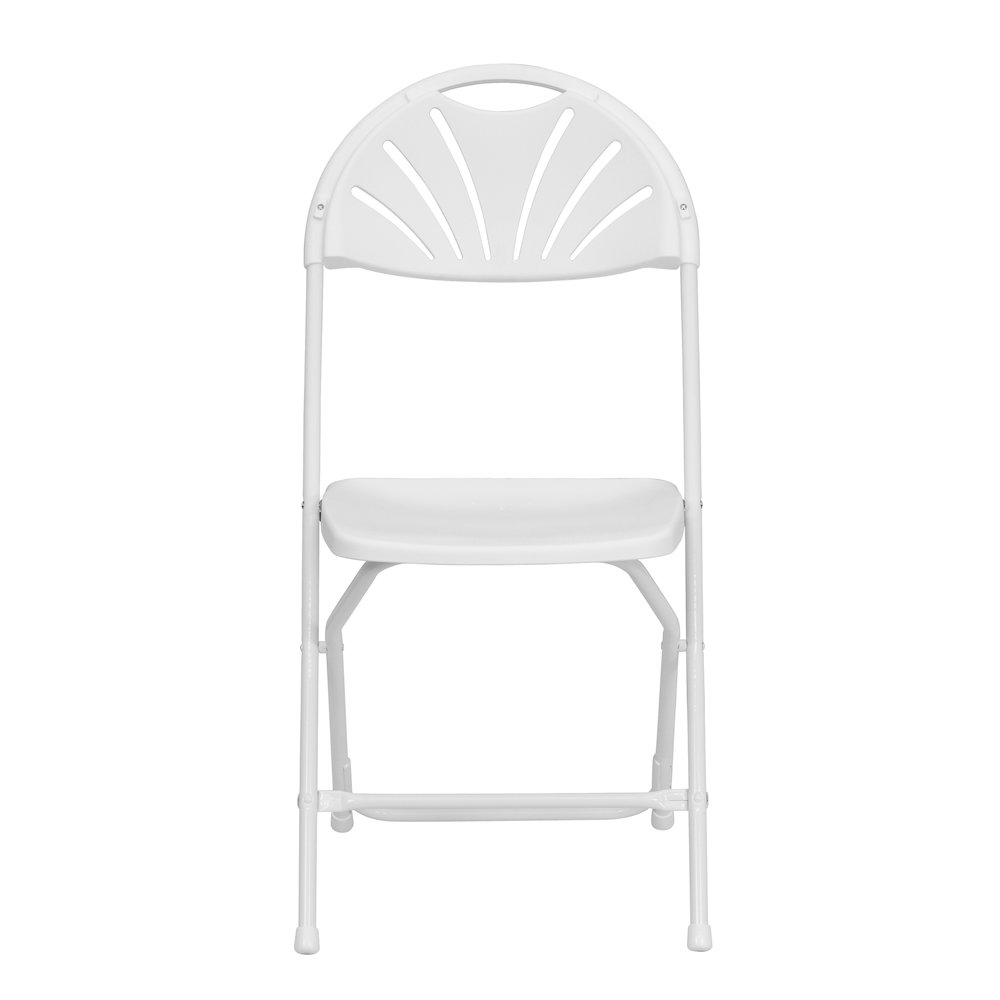 2 Pack 650 lb. Capacity White Plastic Fan Back Folding Chair. Picture 15