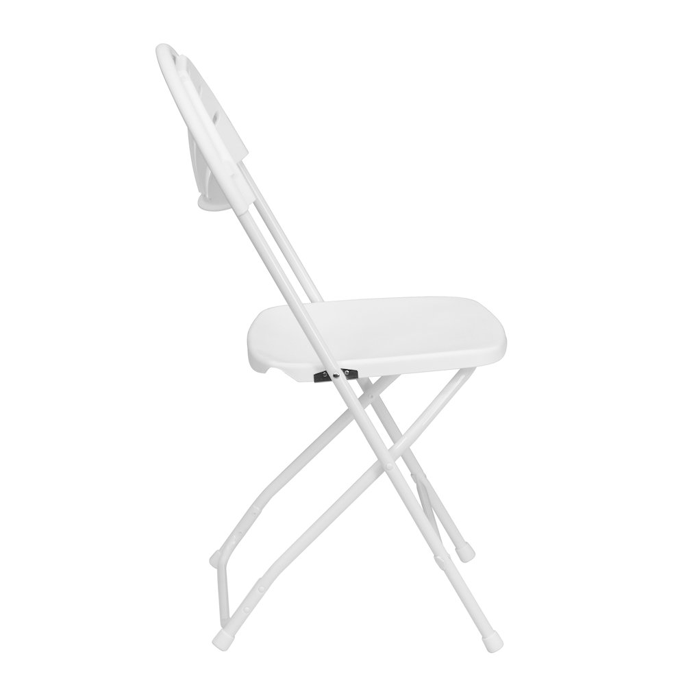 2 Pack 650 lb. Capacity White Plastic Fan Back Folding Chair. Picture 14