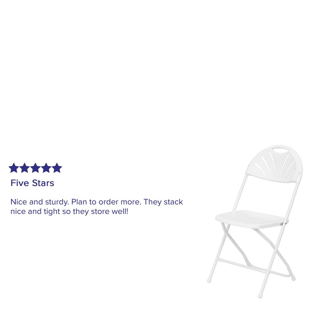 650 lb. Capacity White Plastic Fan Back Folding Chair. Picture 20