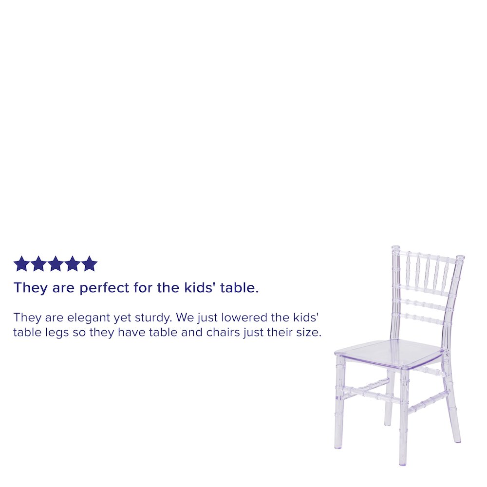 Child’s Crystal Resin Party and Event Chiavari Chair for & Residential Use. Picture 4