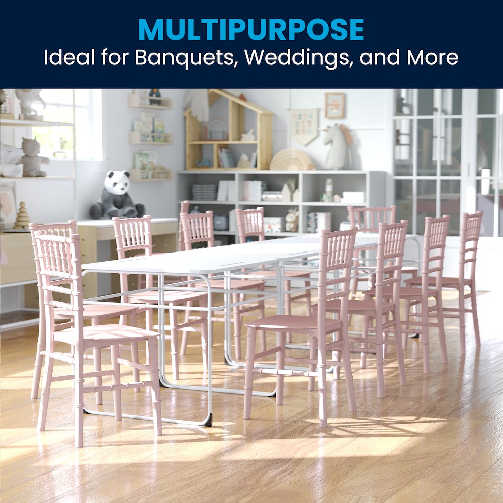 Child’s Pink Resin Party and Event Chiavari Chair for Commercial & Residential Use. Picture 9