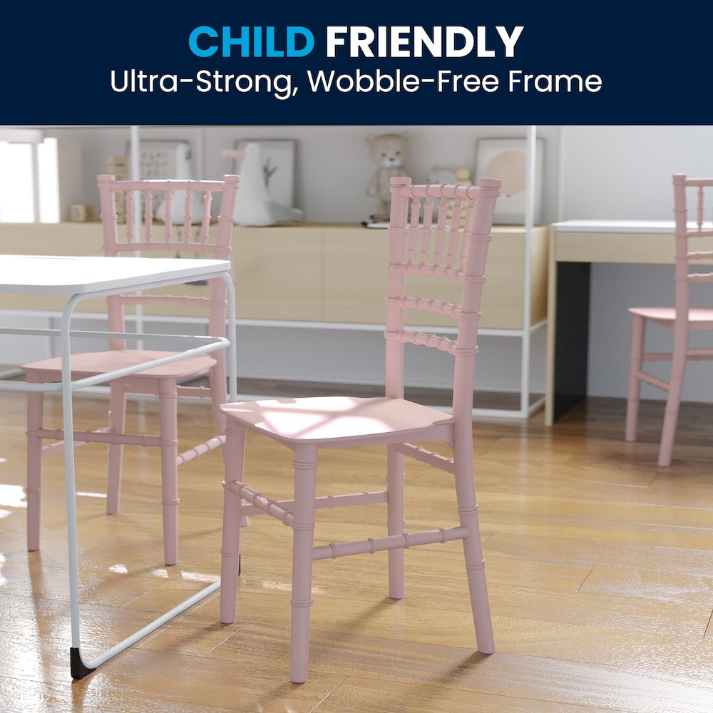 Child’s Pink Resin Party and Event Chiavari Chair for & Residential Use. Picture 8