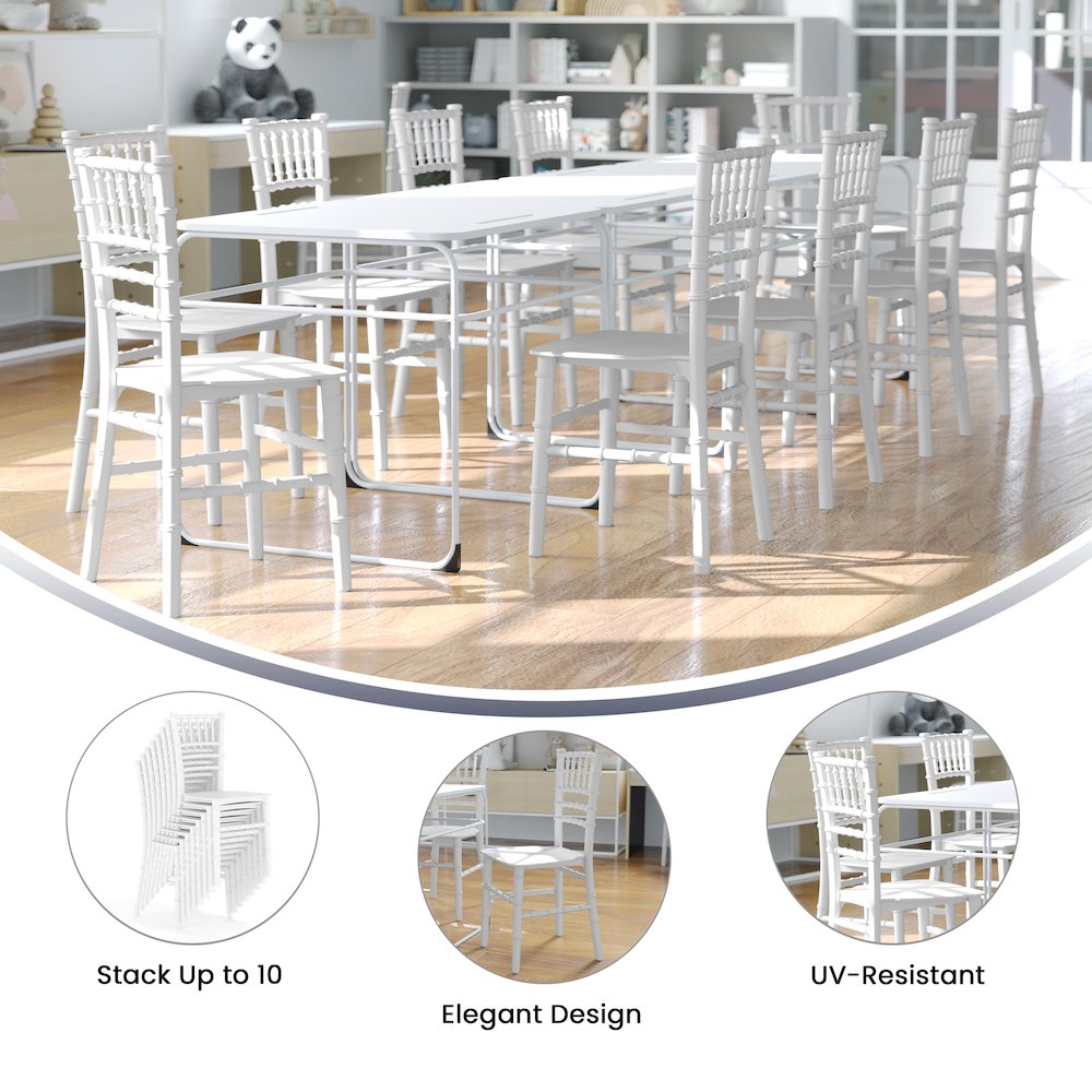 Child’s White Resin Party and Event Chiavari Chair for & Residential Use. Picture 5
