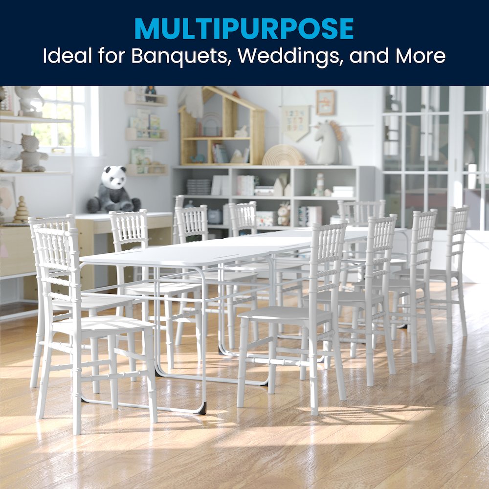 Child’s White Resin Party and Event Chiavari Chair for Commercial & Residential Use. Picture 9