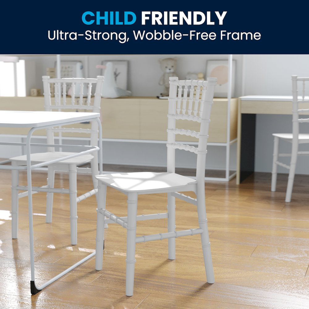 Child’s White Resin Party and Event Chiavari Chair for & Residential Use. Picture 8